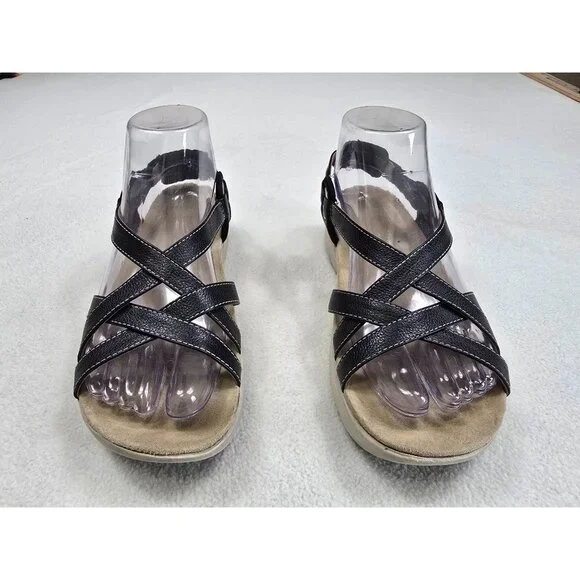 Easy Spirit Black Strappy Comfort Sandals 7M Adjustable Slingback Shoes - Picture 4 of 8